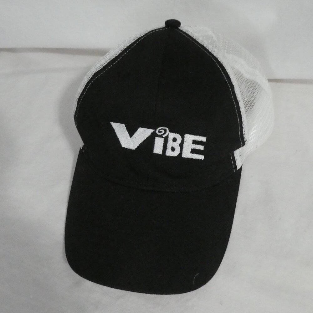 VIBE Black Baseball Cap with White Mesh Side and Back | Black Front | Vibe Print